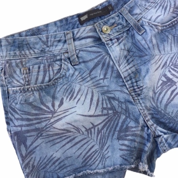 Levi's high-waist palm leaf cut-off jean short frayed sz 11 - Picture 8 of 8